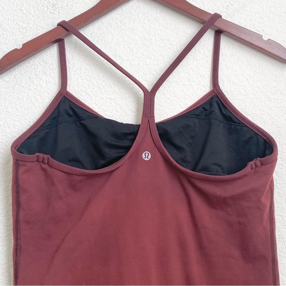 LULULEMON Power Y Tank Luon Bordeaux Drama Maroon Tank Size 10 - Picture 6 of 9